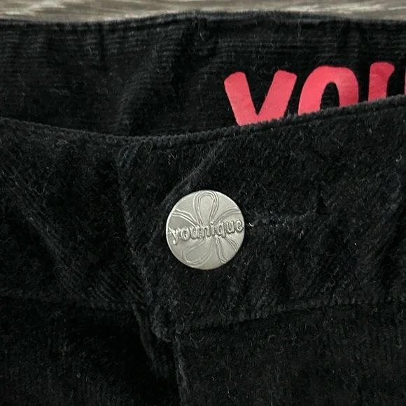 Y2K Younique Black Corduroy Ruched Tie Cargo Pants Size 5 Low Rise Fine Wale 90s - Picture 8 of 13